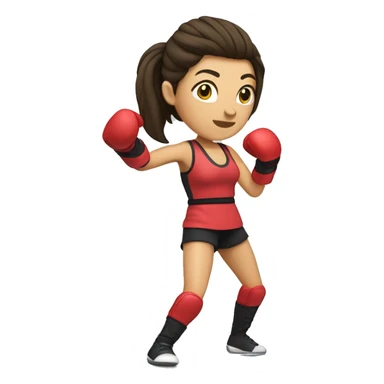 brunette Woman kickboxing with leg in the ai sticker