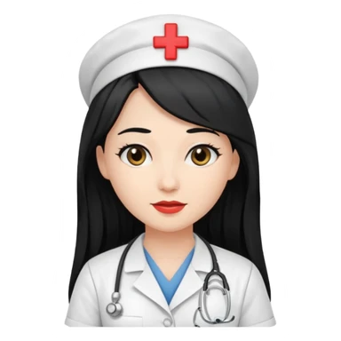 Nurse with black long hair sticker