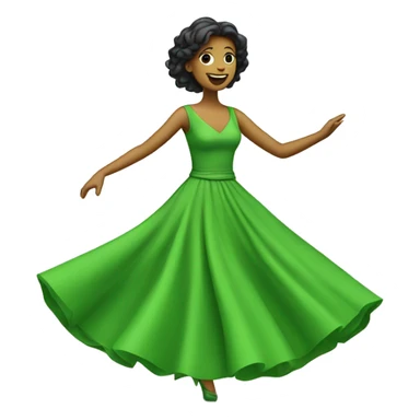green frock dancing lady sticker