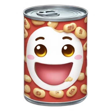 kawaii can of heinz beans with cute anime face sticker