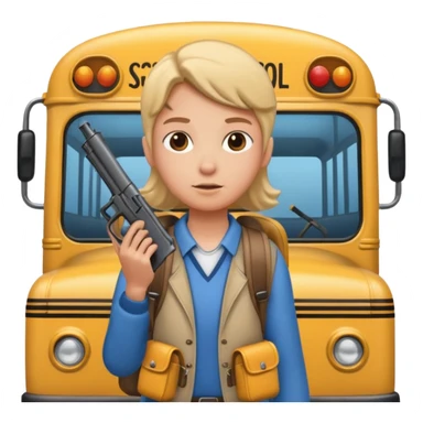 Person with gun on school bus sticker