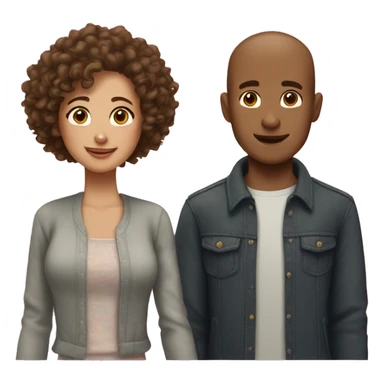 A couple that loves eachother both have brown hair and the guy has buzz cut and a girl has curly hair  sticker