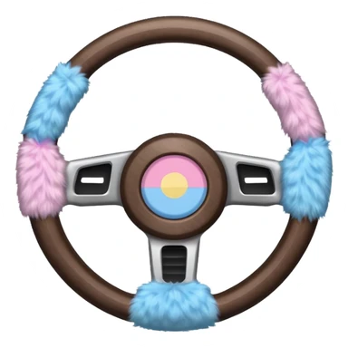steering wheel with transgender pride flag colors, fluffy sticker
