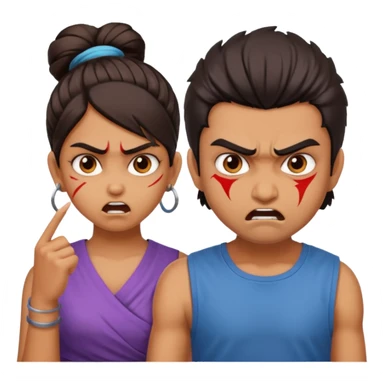 brother and sister fighting modern culture naughty  - indian skin and hairstyle sticker