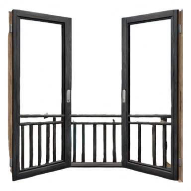 balcony with doors made out of wood sticker