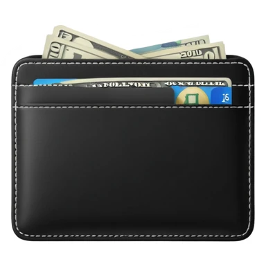 black wallet with a single one dollar bill inside, just one dollar sticker