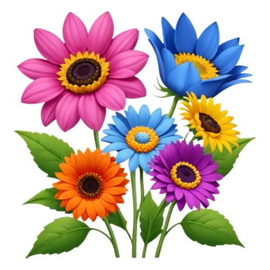 So, im back and i need these flowers into individuals emoji: Rose – pink
Sunflower – yellow
Lavender – purple
Tulip – red
Gerbera – orange
Forget-me-not – light blue
Chrysanthemum – green
Cornflower – dark blue sticker