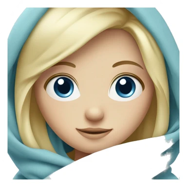 Blond girl with blue eyes with blanket sticker