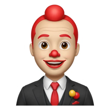 A 3D cartoon man with a red clown nose, smiling expression, wearing a suit, soft lighting, realistic Memoji-style. sticker