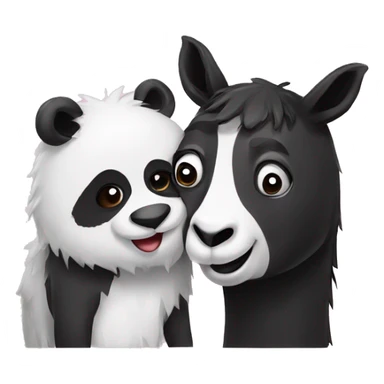 Panda and llama kissing  sticker