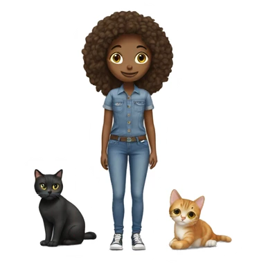 girl with cat in jeans sticker