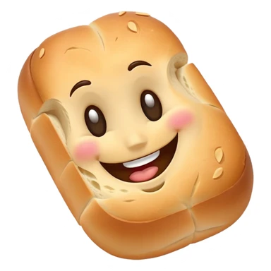 French bread with a happy face sticker