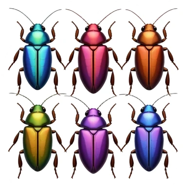 Multiple coloured bedazzled cockroaches sticker