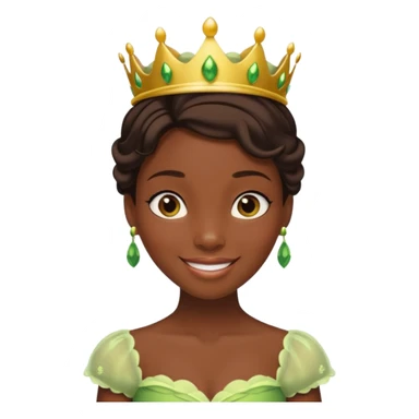 tạo cho tôi emoji công chúa tianna mặt thon da đen xinh và gần giống trong phim nhất sticker