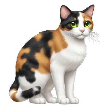 Calico Cat Full Body with green eyes sticker