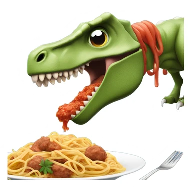 Dinosaur eating spaghetti and meatballs  sticker