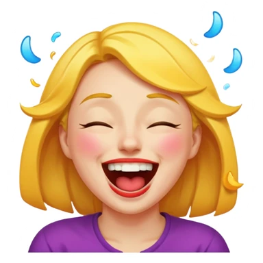 face laughing so hard it's rolling on the floor, eyes closed, mouth wide open, tears of joy streaming down cheeks, exaggerated joyful expression, energetic pose, vibrant colors, emoji style sticker