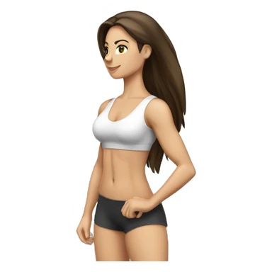 Woman glute muscles, fit Caucasian woman, brunette sticker