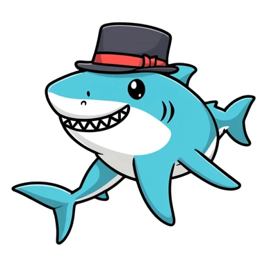 Shark with top hat emoji sticker