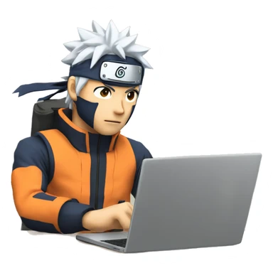 naruto coding with laptop sticker