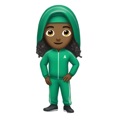 Squid game player in Long hair and green track suit sticker
