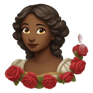 renaissance woman with a halo and her lap full of roses sticker