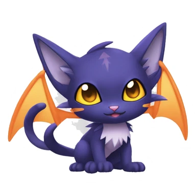 Cool Cute Edgy Chibi Cat-Noibat-Noivern-Litten-Pokémon-Fakémon-hybrid sticker