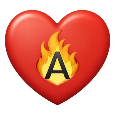 fireheart with letter A, heart is red and colour of A is black sticker