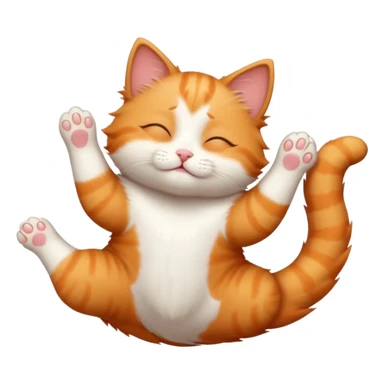 ginger and white small cat in funny positions upside down with eyes closed sticker