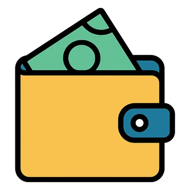 wallet icon, color outline, professional look sticker