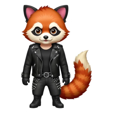 full body punk red panda with red roots and black hair sticker