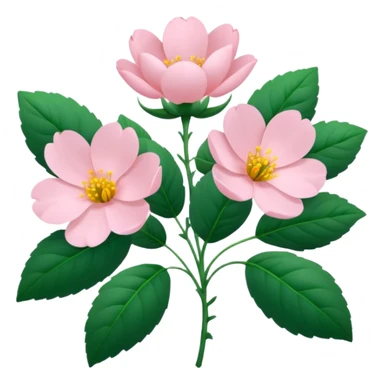 Aesthetic flowers and plants growing from the ground in colours of soft pink matching the deep green leaves (to describe/match with the word flourish) sticker