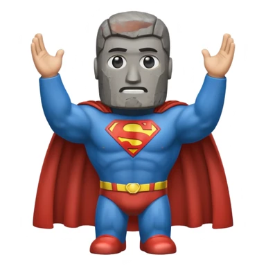 a moai emoji with a superman cape sticker