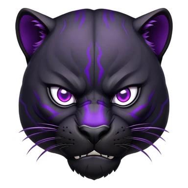 sleek black panther with bright purple eyes, angry face sticker