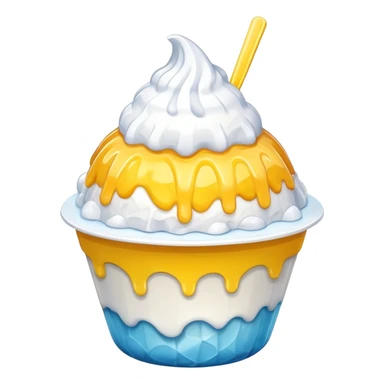 refreshing white shaved ice with yellow syrup drizzle sticker