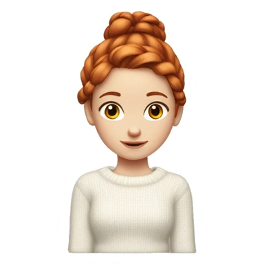 Red-haired girl in low ponytails with pale skin white sweater sticker