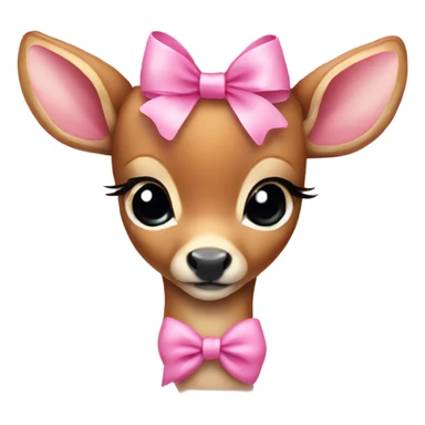 Cute baby deer wearing a pink bow sticker