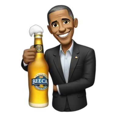 barack Obama with a beer sticker