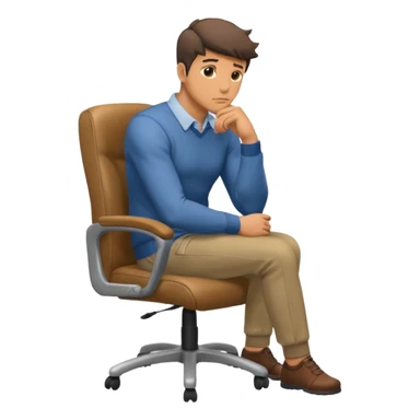 guy imitating thinker statue pose but with clothes and sitting in a office chair sticker