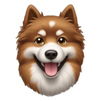 Spitz dog happy face only chocolate brown color hairy sticker