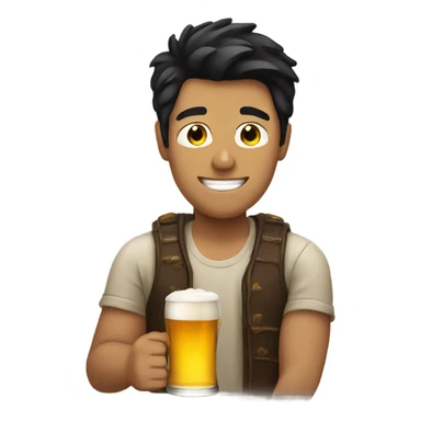 Tan guy with black hair drinking a beer sticker