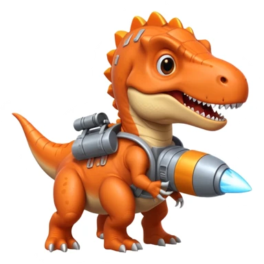 rocket-propelled dinosaur portrait, head and shoulders only, cute T-rex face, rocket pack visible behind shoulders, glowing thrusters, 3D cartoon, mobile game icon style, clean background, no text, no watermark sticker