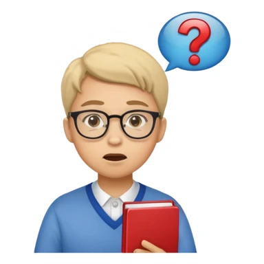 student with a confused expression asking a question sticker