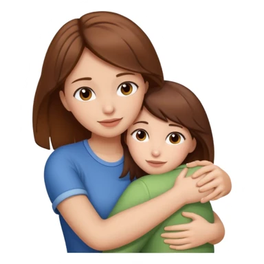 Bishon in hug with girl with brown hair  sticker