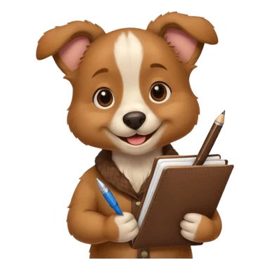 funny dog with diary and pen sticker