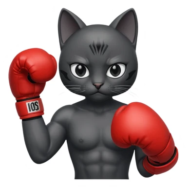 Black cat wearing boxing gloves sticker
