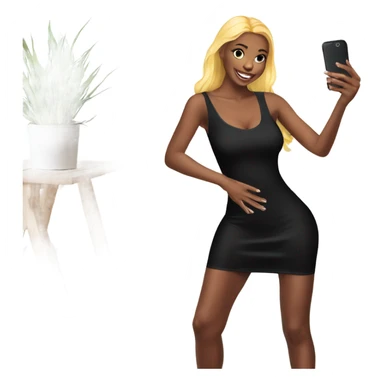 Girl taking a selfie full body black bodycon dress sticker