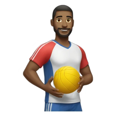 men playing handball with sporty clothes and a ball sticker