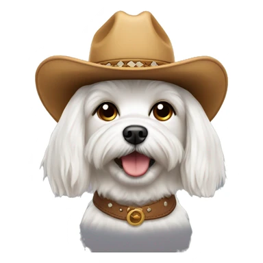 maltese dog with a cowboy hat sticker