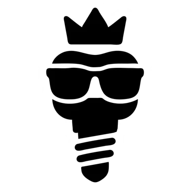 implant with a golden crown in glasses sticker